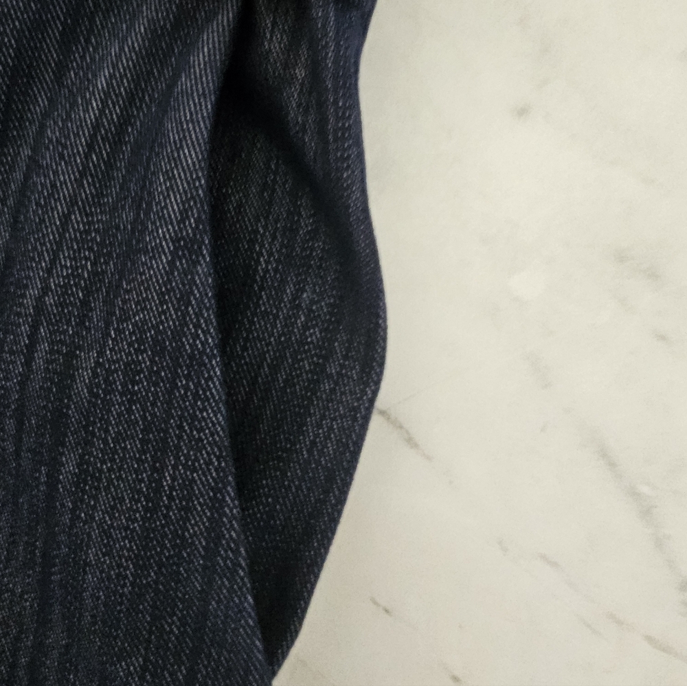 DKNY High Waisted Belted Paperbag Straight Leg Denin Blue Pant Pinstripe 2 - Picture 8 of 9